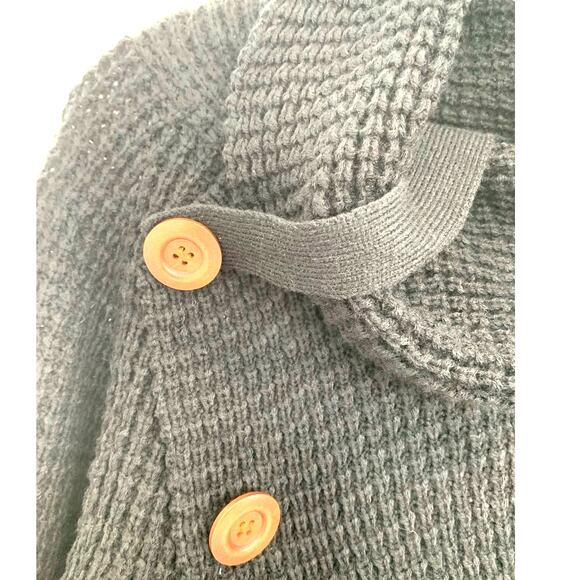 Grecerelle Chunky Knit Sweater XL Black Cowl Neck Button Collar Cardigan Cozy - Picture 5 of 8